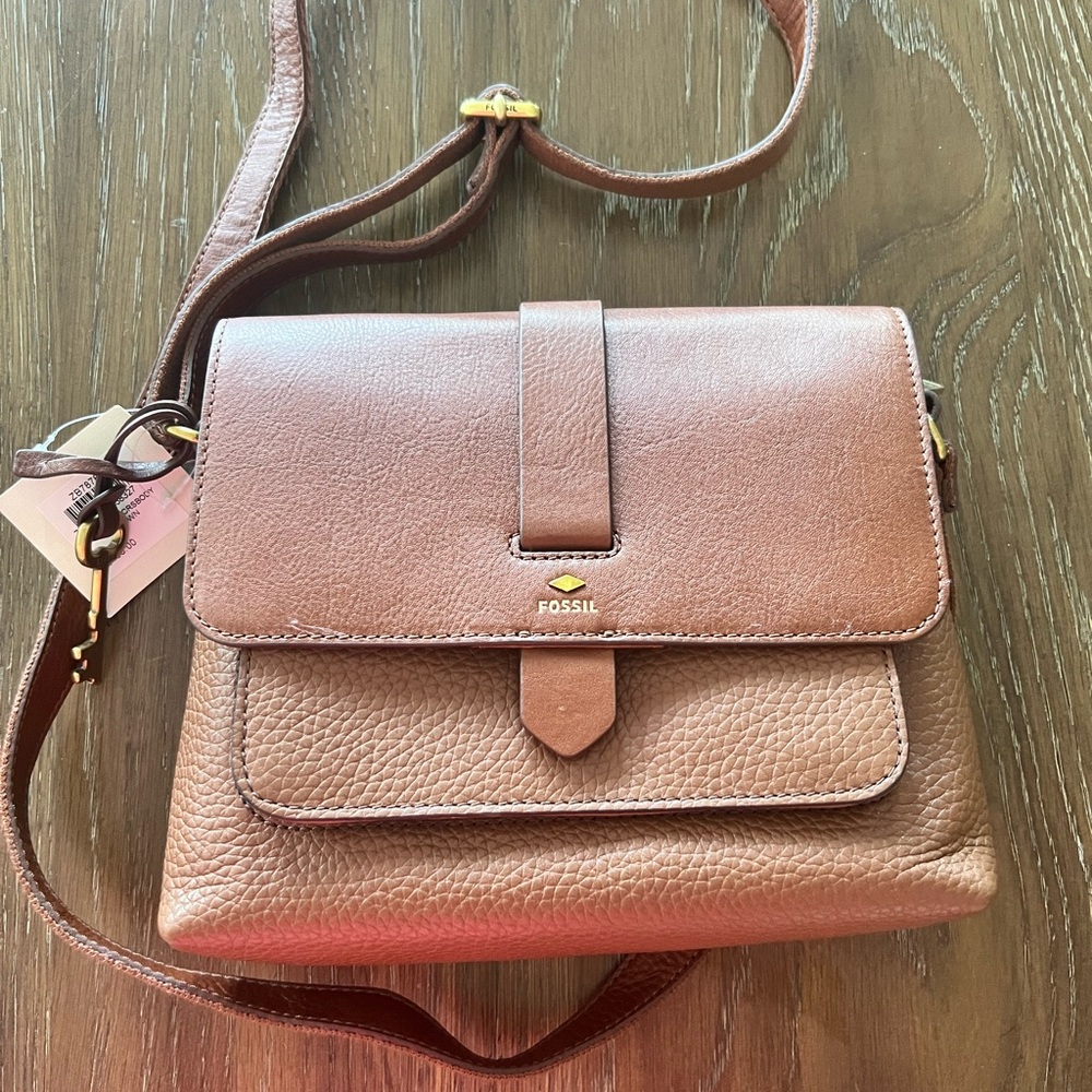 Fossil Brown Crossbody Bag with Minimalist Design